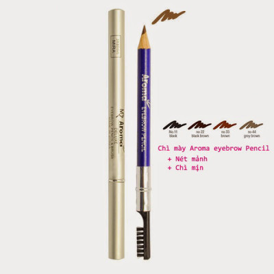 Chì vẽ mày sắc nét Aroma Eyebrow Pencil Hàn Quốc No.11 Balck tặng kèm móc khoá