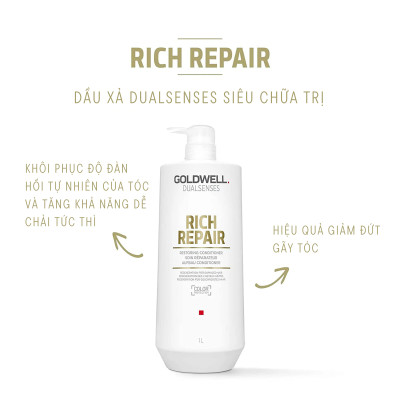 Dầu Xả Phục Hồi Tóc Hư Tổn Goldwell Rich Repair Phục Hồi Tóc Khô Xơ, Hư Tổn, Chẻ Ngọn Lên Tới 98%