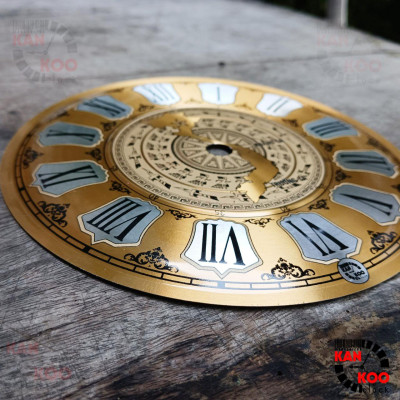 Mặt số đồng hồ treo tường nhôm dập nổi kiểu số La Mã 15.5cm,18cm,20cm in hình trống đồng
