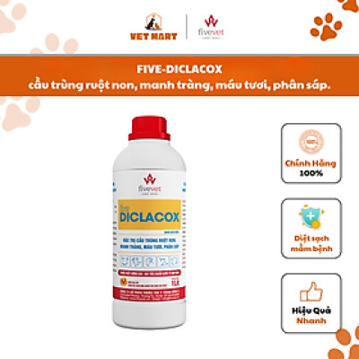 FIVE-DICLACOX cầu trùng ruột non, manh tràng, máu tươi, phân sáp.