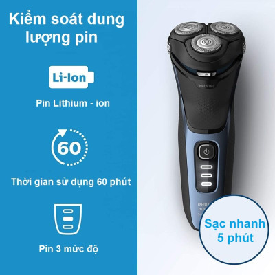 Máy cạo râu khô và ướt 5D Pivot & Flex Heads Philips Norelco S3212 Series 3000 - HÀNG NHẬP KHẨU