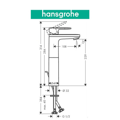 Vòi chậu HANSGROHE Vernis Blend 190 71572