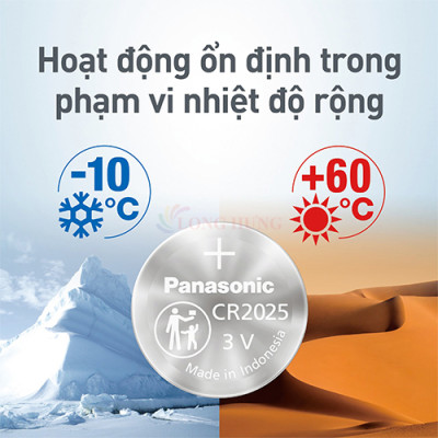 Vỉ Pin nút Panasonic 3V CR-2025/5BN (1 viên/5 viên) - Hàng chính hãng