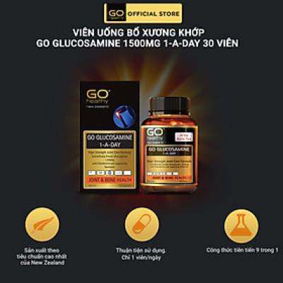 GO GLUCOSAMINE 1-A-DAY 1500mg 30 viên - Viên uống bổ xương khớp nhập khẩu chính hãng GO Healthy New Zealand