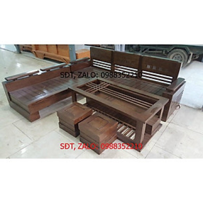 Bàn ghế phòng khách tay trứng góc to mặt nan