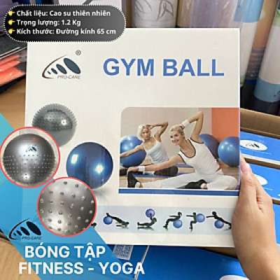 Bóng Tập Fitness, Yoga Chính Hãng PRO-CARE Đường Kính Bóng 65cm - Bóng Tập Cao Su Chống Nổ