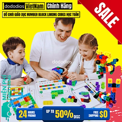 Bộ đồ chơi xếp hình thông minh Number Blocks hình vuông 100 viên - Chính hãng dododios