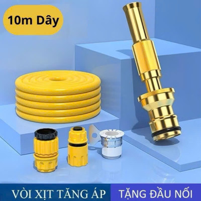 Vòi Tưới Cây, Vòi Xịt Rửa Xe Đa Năng Tăng Áp Lực Nước Cực Mạnh 10m, Lắp Vòi Nước Thông Thường (Đầu Vòi Đồng) - HÀNG CHÍNH HÃNG MINIIN