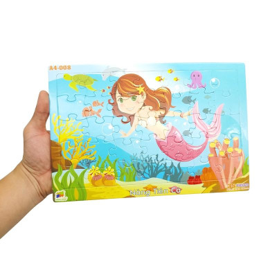 Bộ Xếp Hình Khổ A4 Puzzle Minh Châu 35-08 - Nàng Tiên Cá (35 Mảnh Ghép)