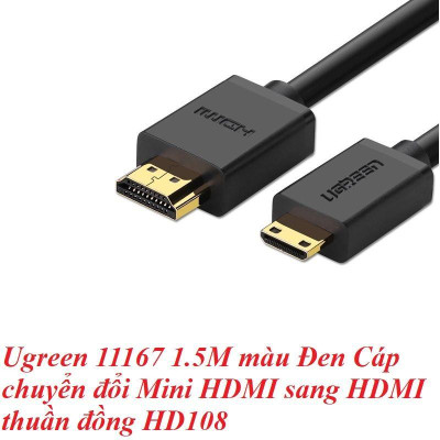 Ugreen UG11167HD108TK 1.5M 4K 60hz 2.0 Cáp Mini HDMI sang HDMI thuần đồng màu Đen - HÀNG CHÍNH HÃNG