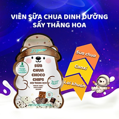 Sữa Chua Sấy Thăng Hoa IYaua Gấu Hạt Nút Vị CHOCO CHIPS Túi 16G - Snack Ăn Vặt Sấy Thăng Hoa