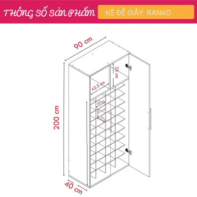 Tủ đựng giày gỗ công nghiệp hiện đại tiện nghi SMLIFE Ranko