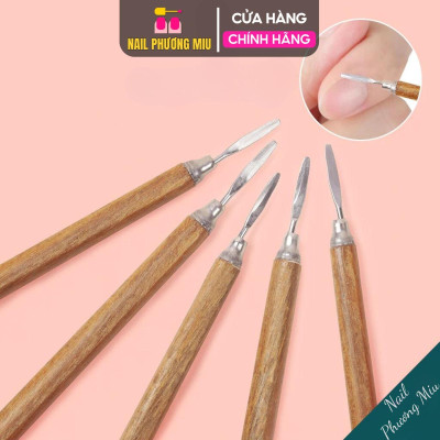 Cây Lấy Khóe Móng Cán Gỗ, Chất Liệu Gỗ Chắc Chắn, Đầu Lưỡi Thép Sắc Bén, Tiện Lợi Dành Cho Thợ Nail, Làm Nail Dễ Dàng