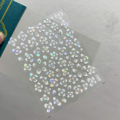 Sticker 5D Hình Cánh Hoa Phản Quang 4846 Bông Hoa Cực Quang Hồng M2297 Dán Móng Làm Nail Siêu Xinh, Hình Dán Móng Hoa Nổi Tự Dính Tiện Lợi
