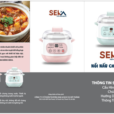 [Hàng chính hãng] Nồi Nấu Cháo Cho Bé SEKA GT68 - Nồi Hầm Cháo Chậm, Chưng Yến, Hầm Cách Thủy