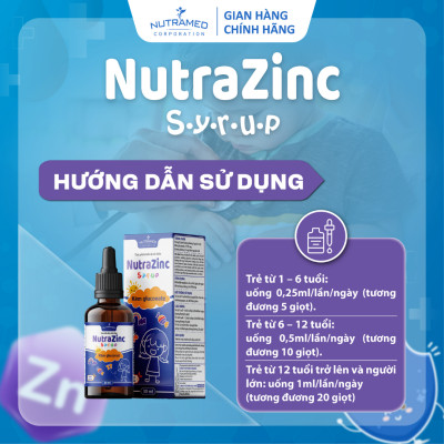 Siro NutraZinc hỗ trợ bổ sung kẽm giúp bé ăn ngon và tăng sức đề kháng (30ml) - Nutramed