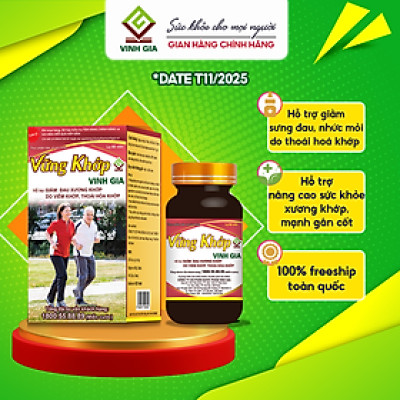 Vững Khớp Vinh Gia Hỗ Trợ Giảm Đau, Nhức Mỏi Xương Khớp Do Thoái Hoá Khớp Hộp 60 Viên