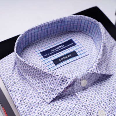 Áo sơ mi nam công sở họa tiết nhỏ cộc tay Custom Fit mã ALGS-C84
