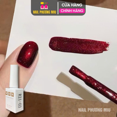 Sơn Mắt Mèo Đỏ VENDEENI R21-03 Chai 15ml Làm Nail Siêu Đậm Mướt, Sơn Gel Mắt Mèo Đỏ Nhũ Hạt Siêu Mịn