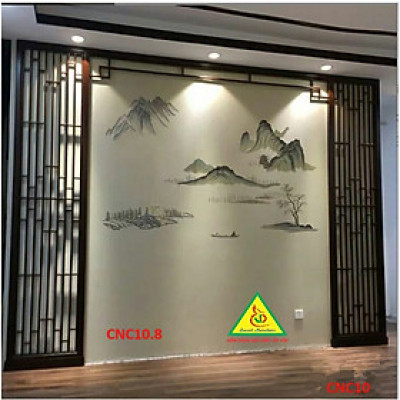 Nền tường phong cách Trung Hoa, bình phong gỗ cắt CNC010 - Nội thất lắp ráp Viendong Adv