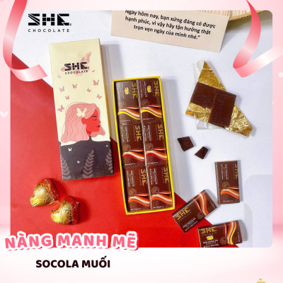 Hộp 6 thanh socola đen nguyên chất - SHE Chocolate - Hộp 48g - Quà tặng giàu chất dinh dưỡng, bổ sung năng lượng. Quà tặng sức khỏe, quà tặng người thân, dịp lễ, thích hợp ăn vặt