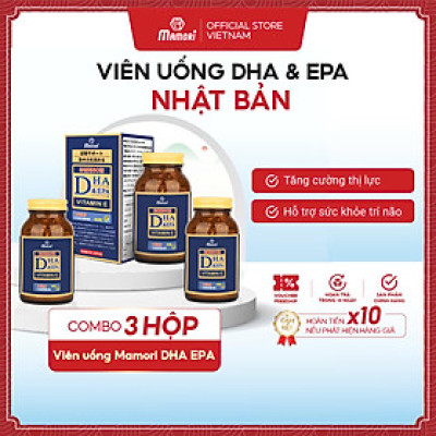 Combo 3 Hộp Viên Uống Bổ Xung DHA + EPA + Vitamin E Mamori Giúp Tăng Cường Trí Nhớ Tăng cường Thị Lực và Sức Khỏe Tim Mạch