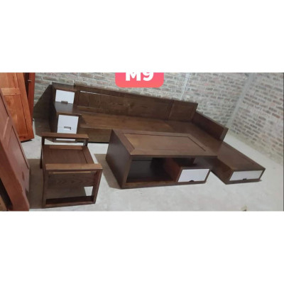 Bộ bàn ghế góc ngăn kéo gỗ sồi