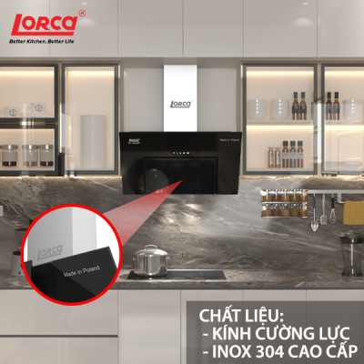 Máy Hút Mùi Kính Vát LORCA TA 6008P - 70cm - Hàng Chính Hãng Nhập Khẩu Ba Lan Sức Hút Lớn Êm Ái Tiết Kiệm