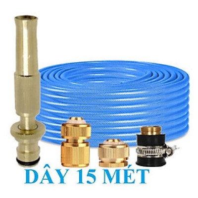 Vòi Xịt Rửa Xe️ Bộ dây vòi xịt nước rửa xe, tưới cây , tăng áp 3 lần, loại 15m 206587 đầu đồng,cút đồng