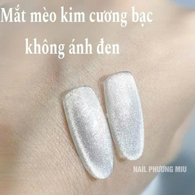 Sơn Mắt Mèo Kim Cương Ánh Trắng Bạc QINGYOU Siêu Sáng Cao Cấp Làm Nail Không Ánh Đen, Nhũ Sáng Mịn