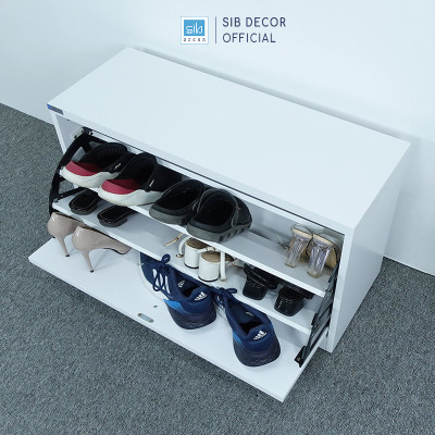 Tủ Giày Thông Minh Với 3 Ngăn Để Giày Bản Lề Xoay, Lắp Ráp Sẵn SIB Decor TG01