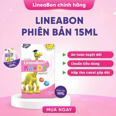 Siro nhỏ giọt LineaBon D3K2 tăng chiều cao, chống còi xương cho bé (Chai 15ml)