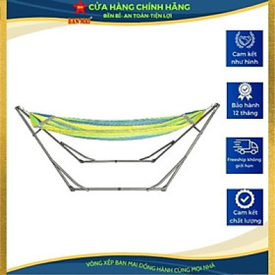 Bộ võng xếp BAN MAI: Khung Inox VIP và  Lưới thép số 9, dày mẫu 3, thép 60, sọc vàng