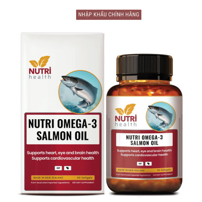 Viên Dầu Cá Hồi New Zealand Nutri Omega-3 Salmon Oil 60 Viên | Hỗ Trợ Sức Khỏe Mắt, Não, Tim - Nhập Khẩu Chính Hãng