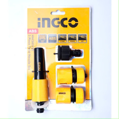 Bộ khớp 5 chi tiết nối nhanh ống nước tưới cây, cấp nước cho máy rửa xe INGCO HHCS05122 kết nối với ống nhựa dẻo PVC phi 16mm, 18mm