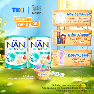 Bộ 2 lon Sữa bột Nestlé NAN OPTIPRO PLUS 4 800g/lon với 5HMO Giúp tiêu hóa tốt