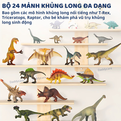 Mô hình khủng long mini cao su mềm 24 con Mideer Dinosaur Toys Set, jurassic world  T-rex spinosaurus