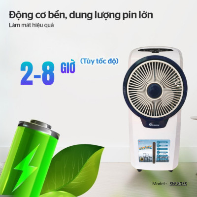 Quạt Tích Điện Điều Hòa SOWUN SW805S,Công Suất 40W Vừa Tích Điện Vừa Làm Mát Bằng Hơi Nước