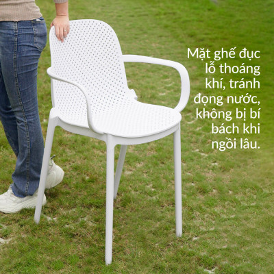 GHẾ NHỰA ĐÚC XẾP CHỒNG CÓ TAY VỊN