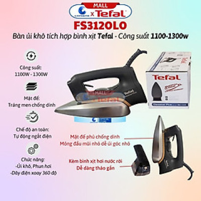 Bàn Ủi Khô Tích Hợp Bình Xịt Nước Tefal FS3120L0 - Công Suất 1300W -  Hàng Chính Hãng