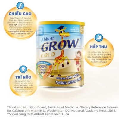 Sữa Bột Abbott Grow Gold 3+ cho trẻ từ 3 - 6 tuổi (900g)