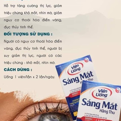 Viên Uống Sáng Mắt HT dành người thái hoá điểm vàng, bị suy giảm thị lực, khô mắt, mờ mắt