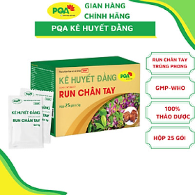 PQA Kê Huyết Đằng là dược phẩm thảo dược hỗ trợ các triệu chứng run chân tay, đau đầu, chóng mặt cho người bị run chân tay, co giật do trúng phong.