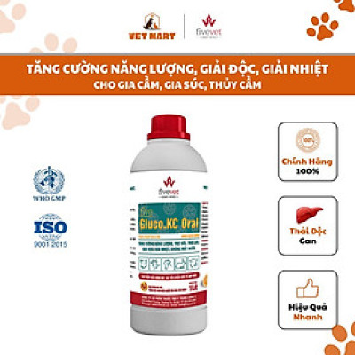 TĂNG CƯỜNG miễn dịch, GIẢI ĐỘC thanh nhiệt, ngừa tiêu chảy CHO GIA CẦM GIA SÚC FIVE-GLUCO.KC ORAL (TINH CHẤT CAM SẢ)