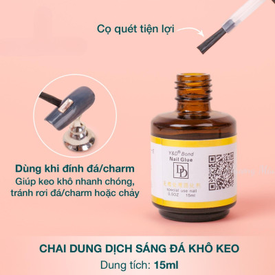Keo Bê Tông DD Gắn Móng Úp, Charm Đá Siêu Bền, Set 1 Chai 20g Và 1 Chai Khô Keo 15ml, Trong Suốt, Bám Dính Cao Làm Nail keo đính dán mỏng giả