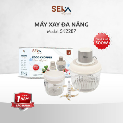 Máy xay thịt đa năng SEKA SK2287, 2 cối thủy tinh, thiết kế 4 - 6 lưỡi dao sắc bén, Công suất mạnh 500W  hàng nhập khẩu