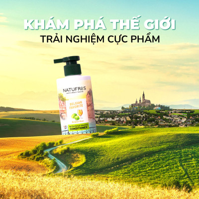 Dầu xả NATUFRÈS Belgian Favorite Bia Bỉ - Dưỡng tóc chắc khoẻ, bóng đẹp và dày bồng bềnh 250ml
