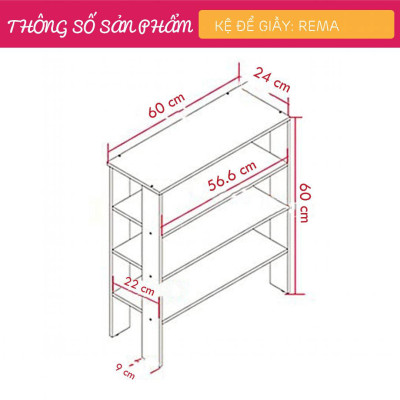Kệ giầy đẹp gỗ MDF thiết kế tiện dụng SMLIFE Rema