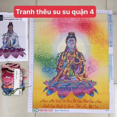 Tranh thêu chữ thập Quan âm bồ tát 615, kích thước 55 x 70 cm