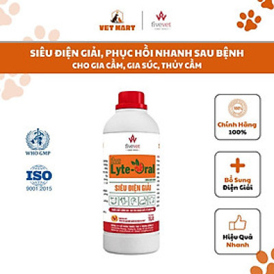 DUNG DỊCH UỐNG SIÊU ĐIỆN GIẢI, CHỐNG MẤT NƯỚC DO SỐT, TIÊU CHẢY CHO GIA SÚC, GIA CẦM Five-Lyte Oral